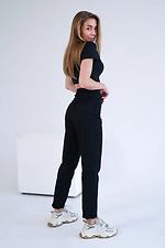 Halbtaillierte Damenhose MOM COTON TWILL Schwarz Teamv 8034183 Foto №5