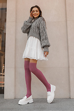 Pink ribbed wool high stockings M-SOCKS 2040184 photo №1