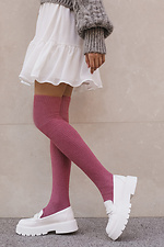 Pink ribbed wool high stockings M-SOCKS 2040184 photo №2