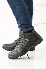 Męskie skórzane sneakersy zimowe w kolorze czarnym  2505184 zdjęcie №1