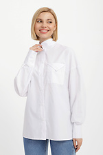 Cotton women's shirt VALETTA with puffed sleeves on the cuffs and a high collar Garne 3040184 photo №1