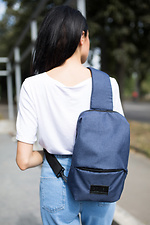 Синий рюкзак SLING на одно плечо с внешним карманом STWR 3500184 фото №3