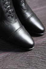 Чоловічі класичні шкіряні чорні туфлі без шнурків  4205184 фото №2