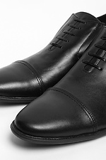Чоловічі класичні шкіряні чорні туфлі без шнурків  4205184 фото №3