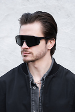 Stilvolle polarisierte Sonnenbrille mit Visier, schwarz Without 8056184 Foto №1