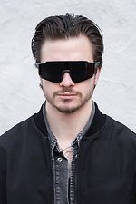 Stilvolle polarisierte Sonnenbrille mit Visier, schwarz Without 8056184 Foto №2