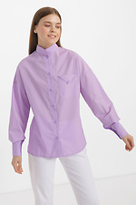 Cotton women's shirt VALETTA with puffed sleeves on the cuffs and a high collar Garne 3040185 photo №1