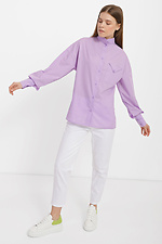 Cotton women's shirt VALETTA with puffed sleeves on the cuffs and a high collar Garne 3040185 photo №4