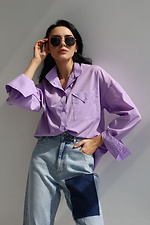 Cotton women's shirt VALETTA with puffed sleeves on the cuffs and a high collar Garne 3040185 photo №5