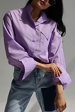 Cotton women's shirt VALETTA with puffed sleeves on the cuffs and a high collar Garne 3040185 photo №7