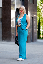 Straight classic trousers in turquoise Garne 3041185 photo №2