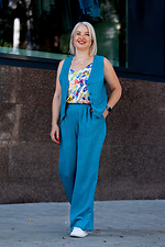Straight classic trousers in turquoise Garne 3041185 photo №3