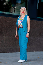 Straight classic trousers in turquoise Garne 3041185 photo №6