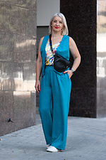 Straight classic trousers in turquoise Garne 3041185 photo №7