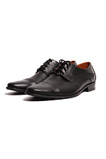 Klasyczne czarne skórzane buty męskie ze sznurowadłami  4205185 zdjęcie №2