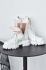 Шкіряні зимові черевики берці білого кольору  8019185 фото №8