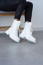 Шкіряні зимові черевики берці білого кольору  8019185 фото №12