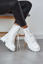 Шкіряні зимові черевики берці білого кольору  8019185 фото №13