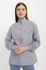 Cotton women's shirt VALETTA with puffed sleeves on the cuffs and a high collar Garne 3040186 photo №1