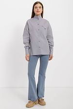 Cotton women's shirt VALETTA with puffed sleeves on the cuffs and a high collar Garne 3040186 photo №2