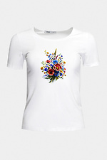 Basic white cotton T-shirt with print Garne 9001186 photo №1