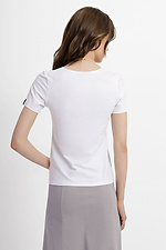Basic white cotton T-shirt with print Garne 9001186 photo №3
