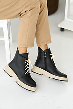 Damen-Winterstiefel aus Leder in Schwarz 2505187 Foto №2