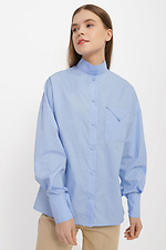 Cotton women's shirt VALETTA with puffed sleeves on the cuffs and a high collar Garne 3040187 photo №1