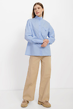 Cotton women's shirt VALETTA with puffed sleeves on the cuffs and a high collar Garne 3040187 photo №2