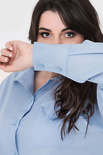 Бавовняна жіноча сорочка VALETTA з пишними рукавами на манжетах і високим коміром Garne 3040187 фото №8