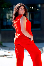 Прямі класичні штани червоного кольору Garne 3041187 фото №12