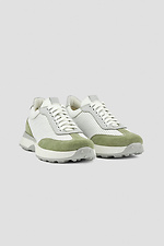 White sneakers with perforation and suede insert  4206187 photo №1