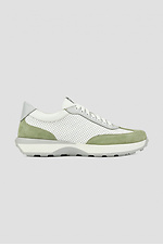 White sneakers with perforation and suede insert  4206187 photo №2