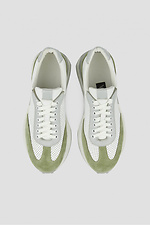 White sneakers with perforation and suede insert  4206187 photo №3