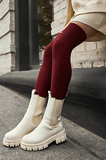 Burgundy ribbed wool high stockings M-SOCKS 2040189 photo №5