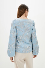 Шелковистая блуза MERFI в цветочный принт с широкими рукавами фонариками Garne 3038189 фото №3
