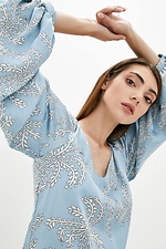 Шелковистая блуза MERFI в цветочный принт с широкими рукавами фонариками Garne 3038189 фото №4