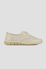 Moccasins made of genuine leather with a beige lace  4206189 photo №2