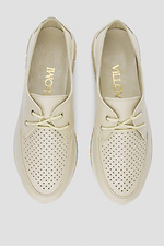 Moccasins made of genuine leather with a beige lace  4206189 photo №4