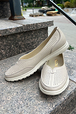 Women's beige ballet flats perforation  4206190 photo №4