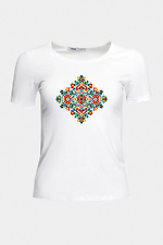 Basic-T-Shirt aus weißer Baumwolle mit Aufdruck Garne 9001190 Foto №1