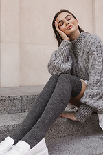 Warm high stockings in merino wool with a rib pattern M-SOCKS 2040191 photo №9