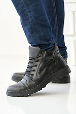 Зимові чоловічі шкіряні черевики чорного кольору  2505191 фото №1