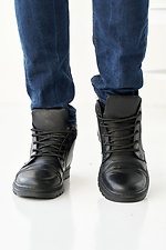 Зимові чоловічі шкіряні черевики чорного кольору  2505191 фото №2