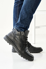 Зимние мужские кожаные ботинки черного цвета  2505191 фото №3