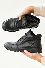 Зимові чоловічі шкіряні черевики чорного кольору  2505191 фото №4