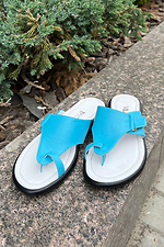 Women's Blue Leather Slippers  4206191 photo №2