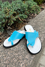 Women's Blue Leather Slippers  4206191 photo №4