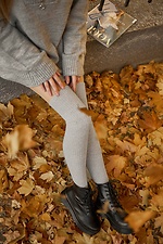 Теплые высокие чулки из шерсти мериноса с узором рубчик M-SOCKS 2040192 фото №2
