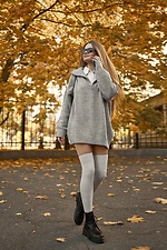 Теплые высокие чулки из шерсти мериноса с узором рубчик M-SOCKS 2040192 фото №3